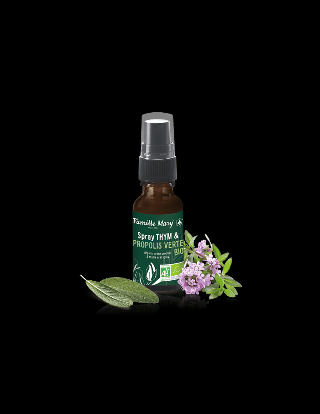 Spray Thym & Propolis Verte BIO / Спрей за гърло с мащерка, зелен прополис и градински чай, 20 ml Famille Mary