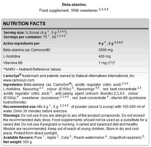 Beta-Alanine Powder - 300 грама