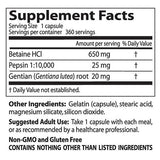 BEST Betaine HCL 650 mg / with Pepsin & Gentian Bitters - 120 капсули