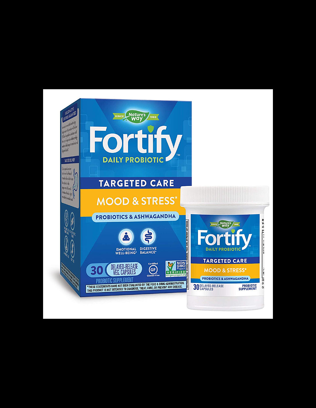 Fortify™ Daily Probiotic Mood and Stress - Фортифай пробиотик срещу стрес, 5 милиарда активни пробиотици, 30 капсули Nature’s Way