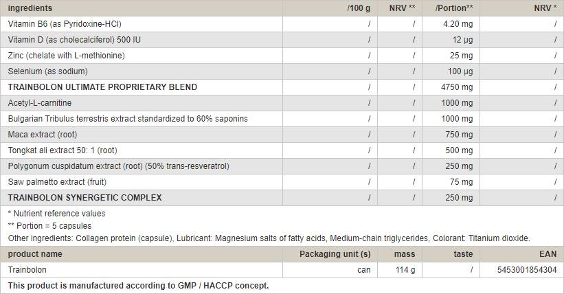 Trainbolon - 120 capsule