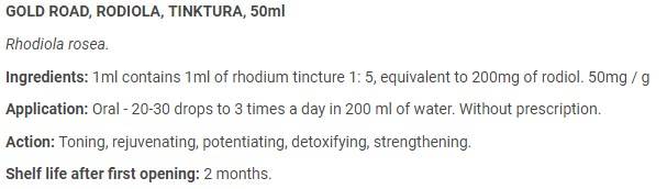 Tinctura Rhodiola - 50 ml