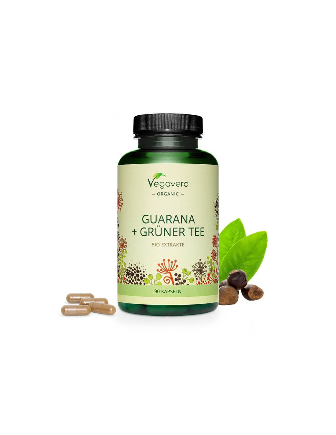 Guarana + Grüner Tee Bio Extrakte - Екстракт от гуарана и зелен чай, 90 капсули Vegavero