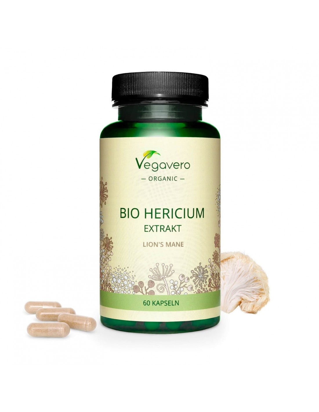 Hericium Bio Extrakt/ Херициум (Лъвска грива) БИО екстракт, 60 капсули, 100 % Vegan Vegavero