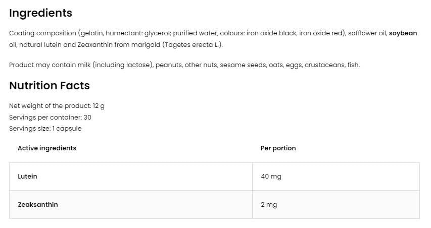 Lutein Forte / with Zeaxanthin - 60 Гел капсули