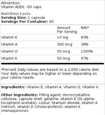 Vitamin ADEK / Vitamin A, D, E, K 60 капсули