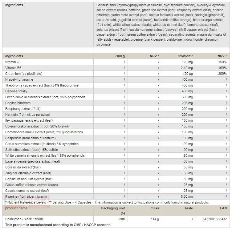 Hellburner / Black Edition - 120 капсули