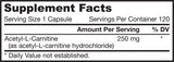 Acetyl L-Carnitine 250 mg - 120 капсули