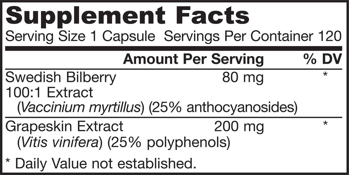 Bilberry + Grapeskin Polyphenols 280 mg - 120 κάψουλες