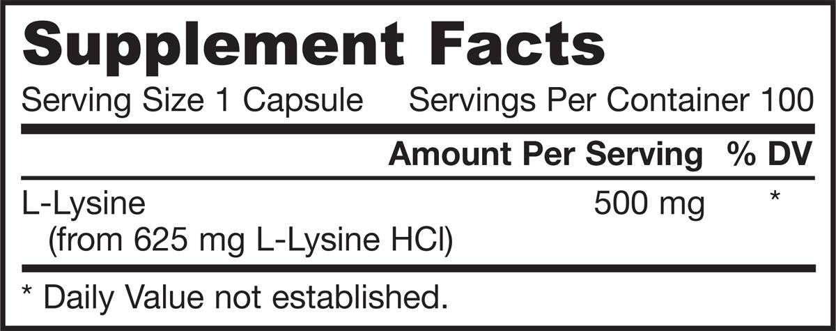 L-Lysine 500 mg - 100 капсули