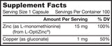 Zinc Balance / L-Opti Zinc 15 mg - 100 capsule