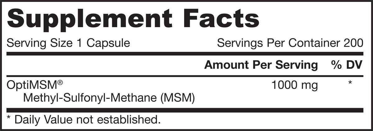 MSM Sulfur 1000 mg - 200 капсули