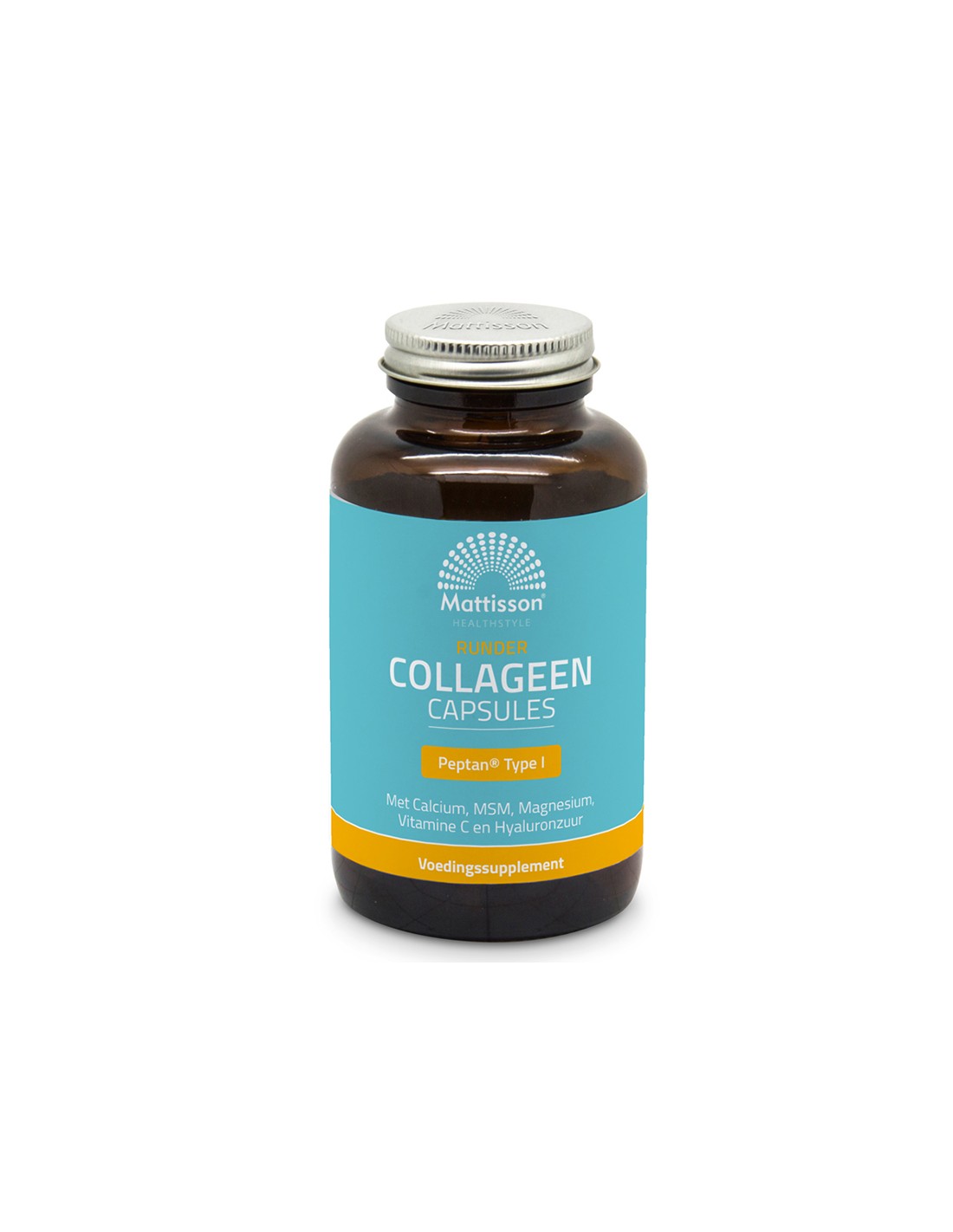 Colagen (tip 1) cu calciu, magneziu, MSM, vitamina C și acid hialuronic - Runder Collagen Peptan, 180 capsule Mattisson Healthstyle