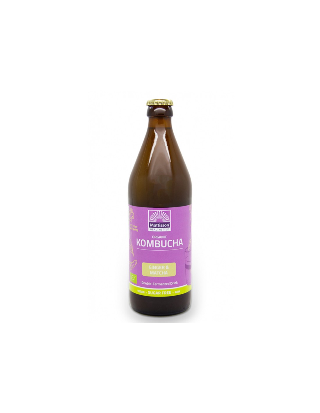 Kombucha cu Ginger &amp; Matcha Bio, 500 ml