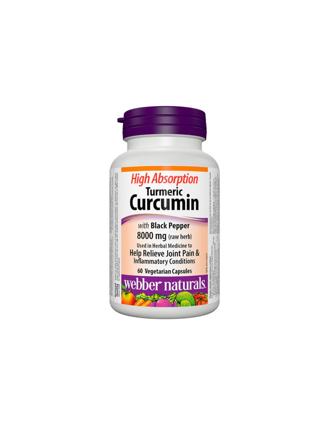 Turmeric cu piper negru - Antiinflamator pentru infecții și probleme articulare, 60 capsule Webber Naturals