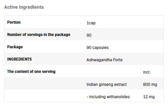 Ashwagandha Forte - 90 капсули