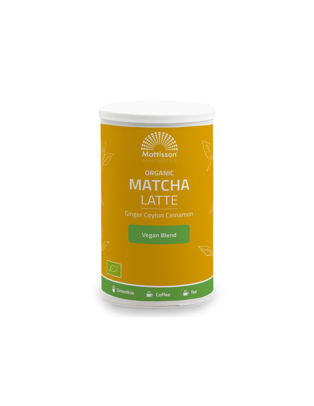 Matcha, ghimbir și scorțișoară de Ceylon Latte organic, 140 g pudră Mattisson Healthstyle