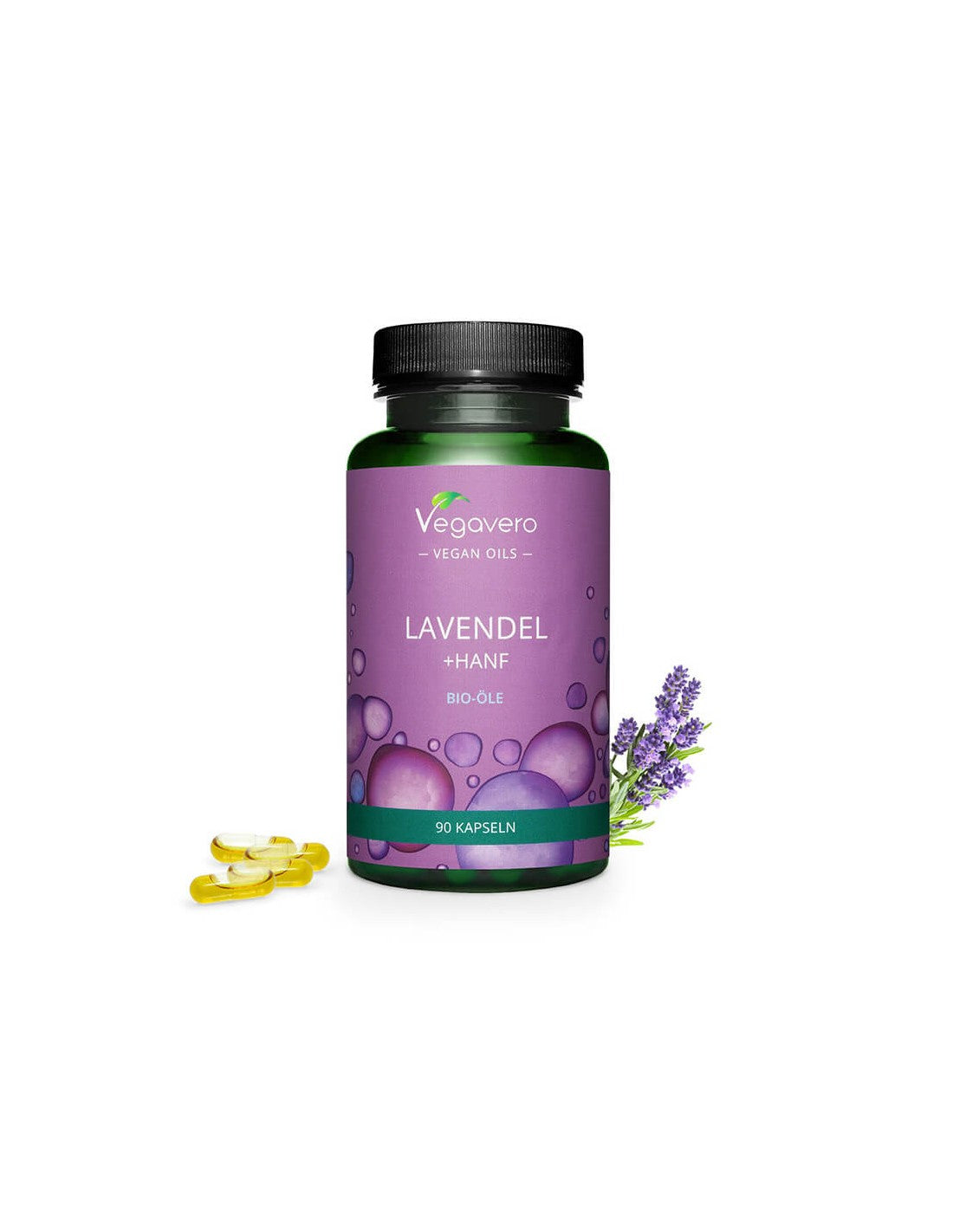 Lavendel + Hanf Bio-öle - Ulei organic de lavandă și cânepă, 90 capsule Vegavero