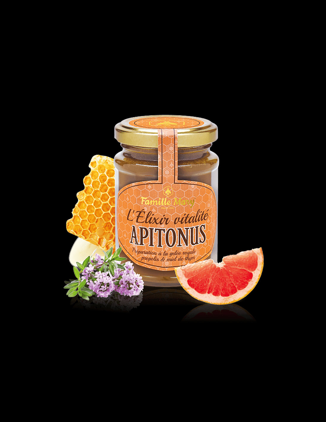 L'Élixir vitalité Apitonus / Apitonus vital elixir cu laptisor de matca, propolis si miere de cimbru, 230 g Famille Mary