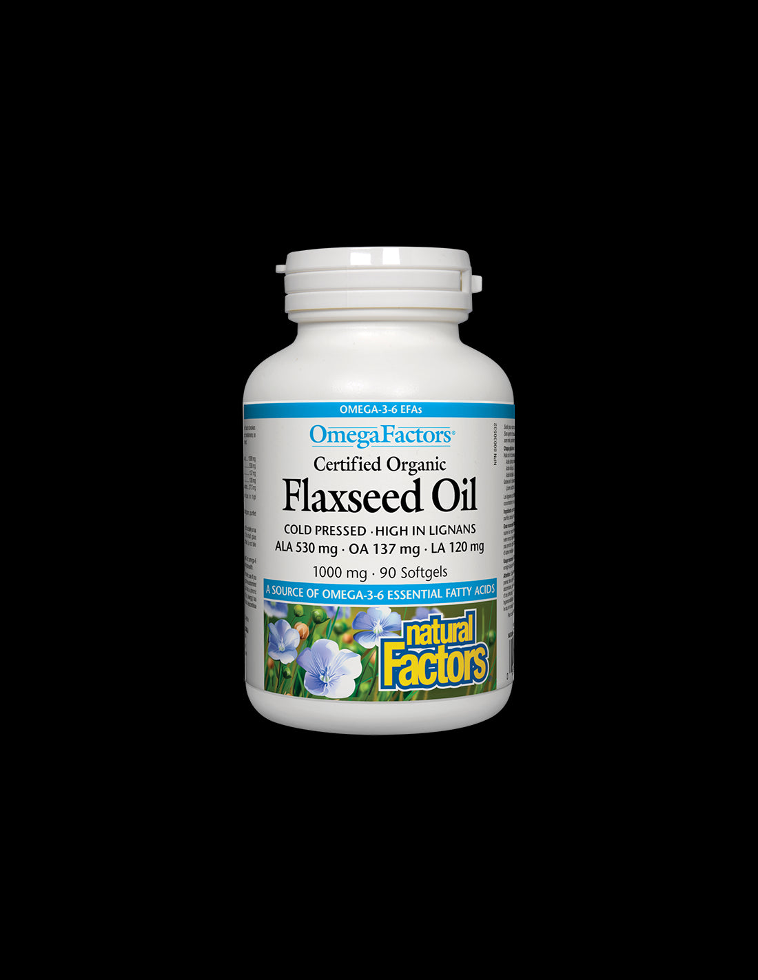 Flaxseed Oil - Ленено масло 1000 mg, 90 софтгел капсули Natural Factors