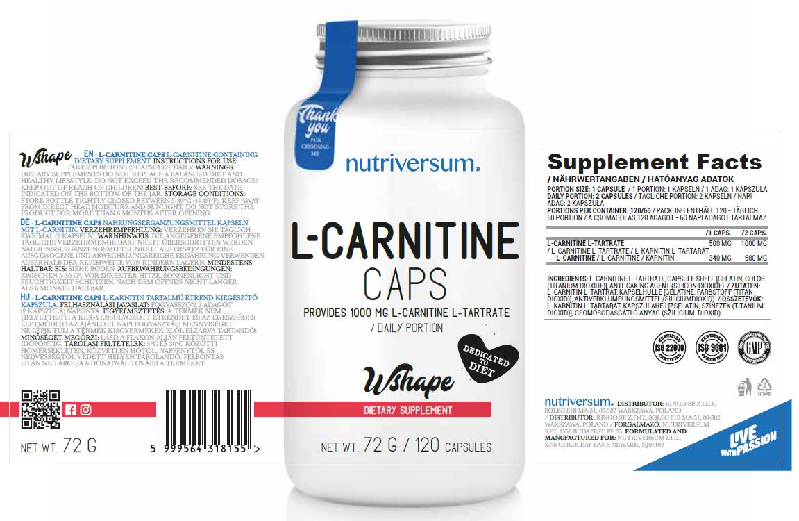 L-Carnitine Caps 500 mg 120 capsule