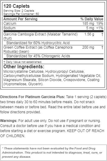 Platinum Garcinia + Green Coffee / Essential Series 120 каплети