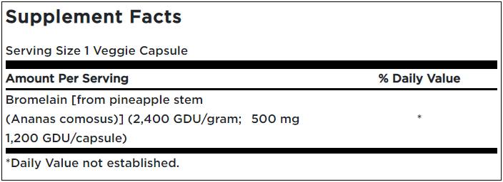 Bromelain 500 mg / 1200 GDU - 60 κάψουλες παρατεταμένης αποδέσμευσης