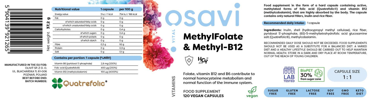 MethylFolate & Methyl-B12 | with Quatrefolic® - 120 капсули