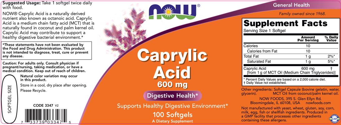 Caprylic Acid 600 mg - 100 Гел капсули