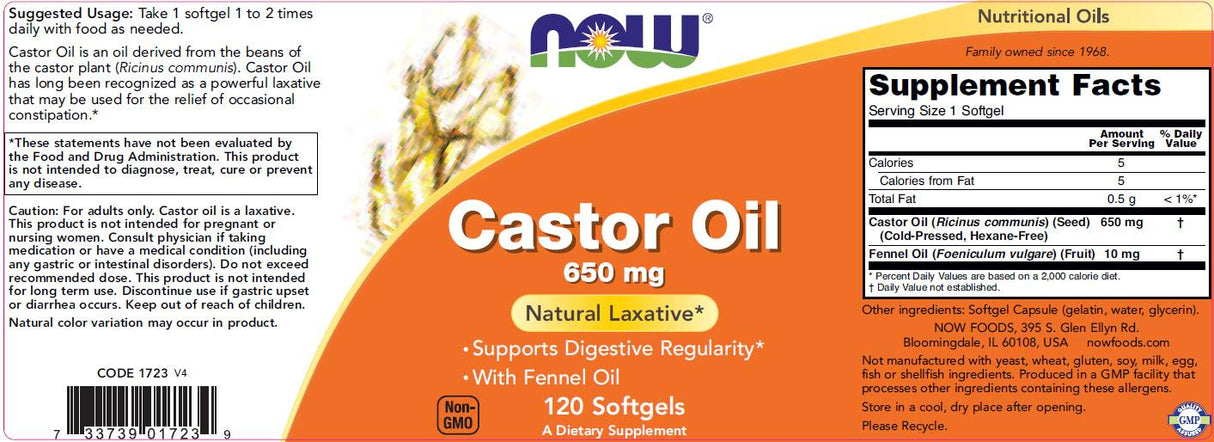 Castor Oil 650 mg - 120 Гел капсули