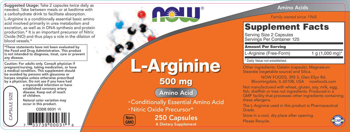 L-Arginine 500 mg - 100 капсули