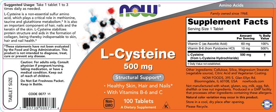 L-Cysteine 500 mg - 100 Таблетки