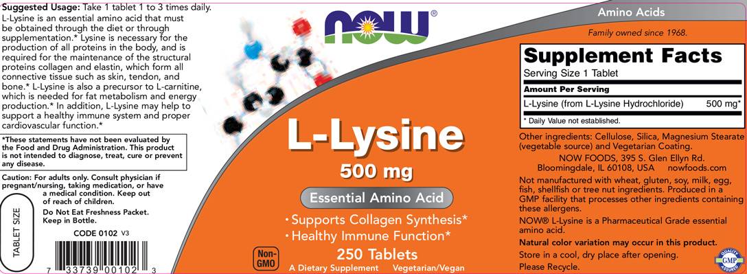 L-Lysine 500 mg - 250 Таблетки