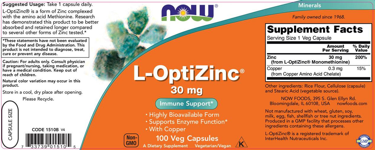 L-OptiZinc ® 30mg. / 100 Caps. - 0