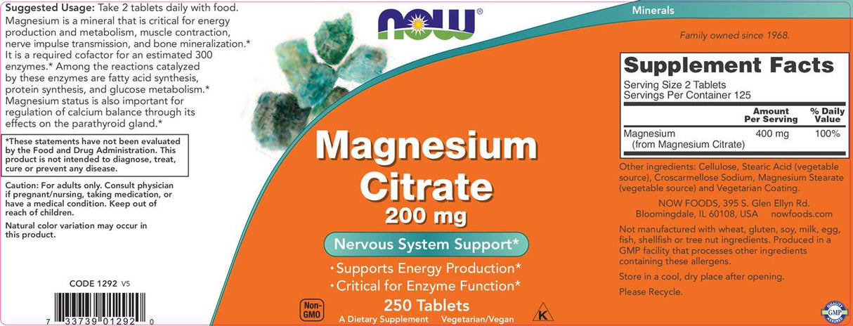 Magnesium Citrate 200 mg - 100 Таблетки