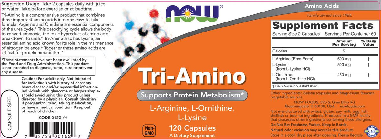 Tri-Amino / L-Arginine L-Ornithine L-Lysine - 120 капсули