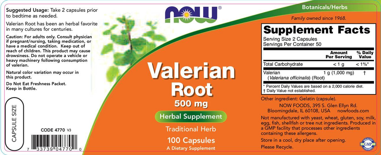 Valerian Root 500 mg - 100 капсули