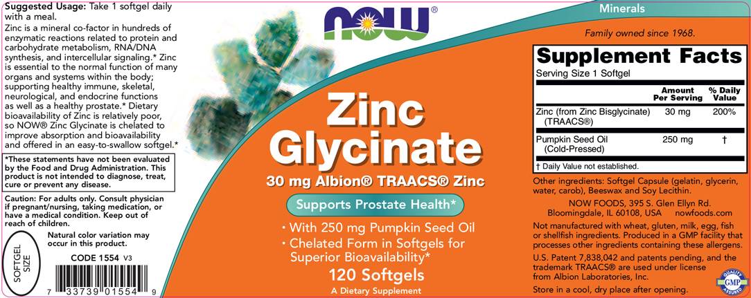 Zinc Glycinate 30mg. / 120 Softgels - 0