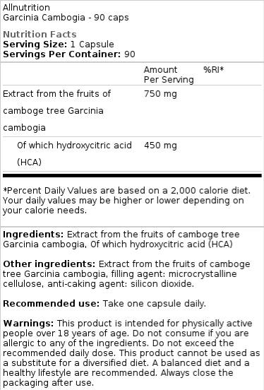 Garcinia Cambogia 750 mg | of which 450 mg HCA - 90 капсули