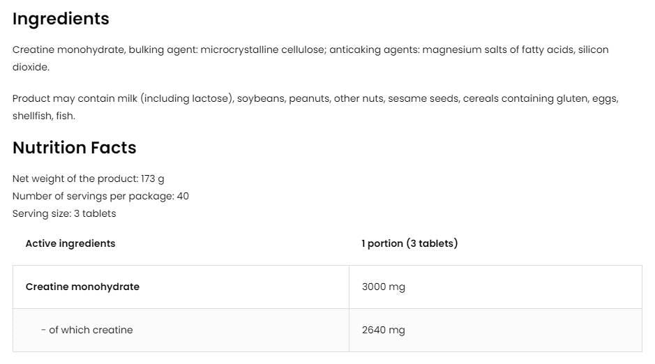 Creatine Monohydrate Tabs 3000 - 300 Таблетки