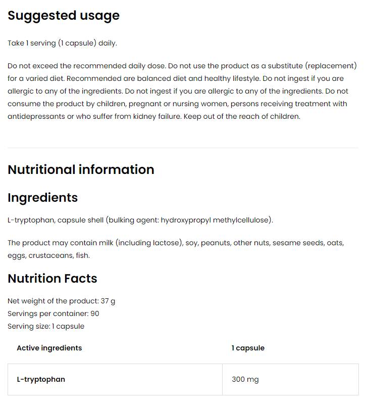 Τρυπτοφάνη 300 mg / Vege 90 κάψουλες