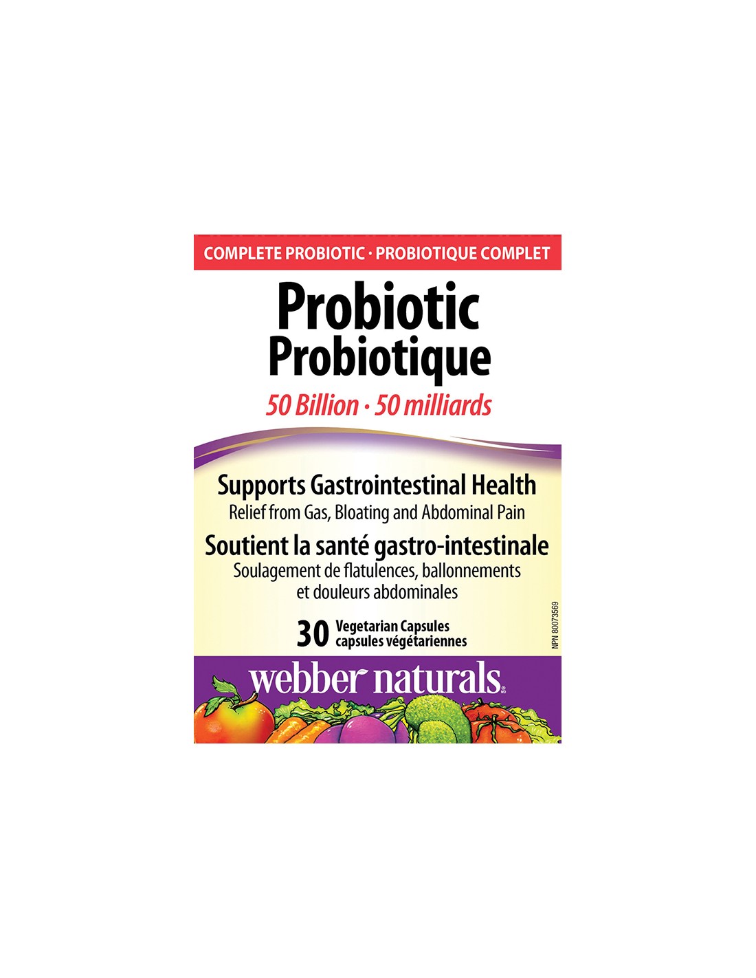 Probiotic 50 Billion - Пробиотик 50 млрд. активни пробиотици, 10 щама, 30 капсули Webber Naturals