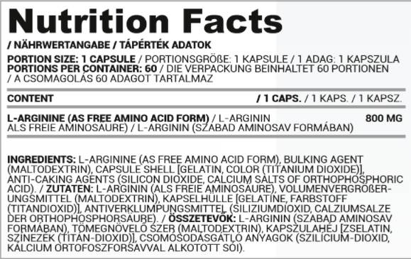 L-Arginine 800 mg - 60 капсули