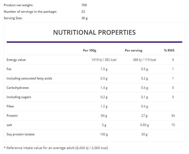 Soy Protein Isolate / Vege - 700 грама