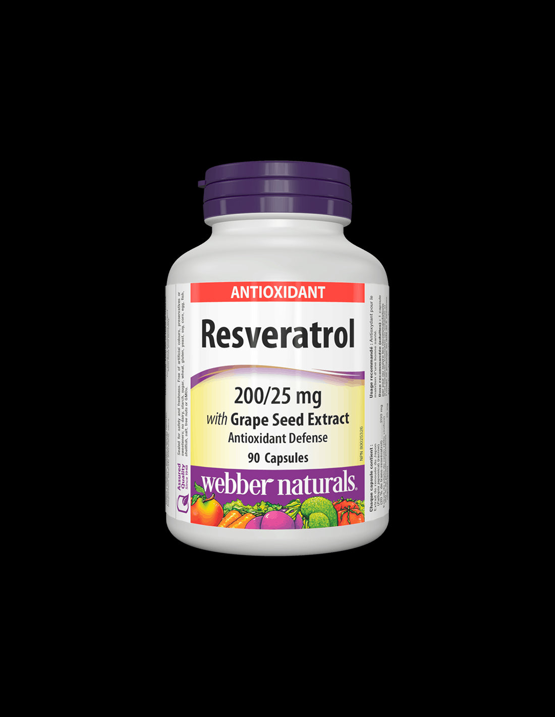 Resveratrol with Grape Seed Extract/ Ресвератрол 200 mg с Гроздово семе 25 mg х 90 капсули Webber Naturals