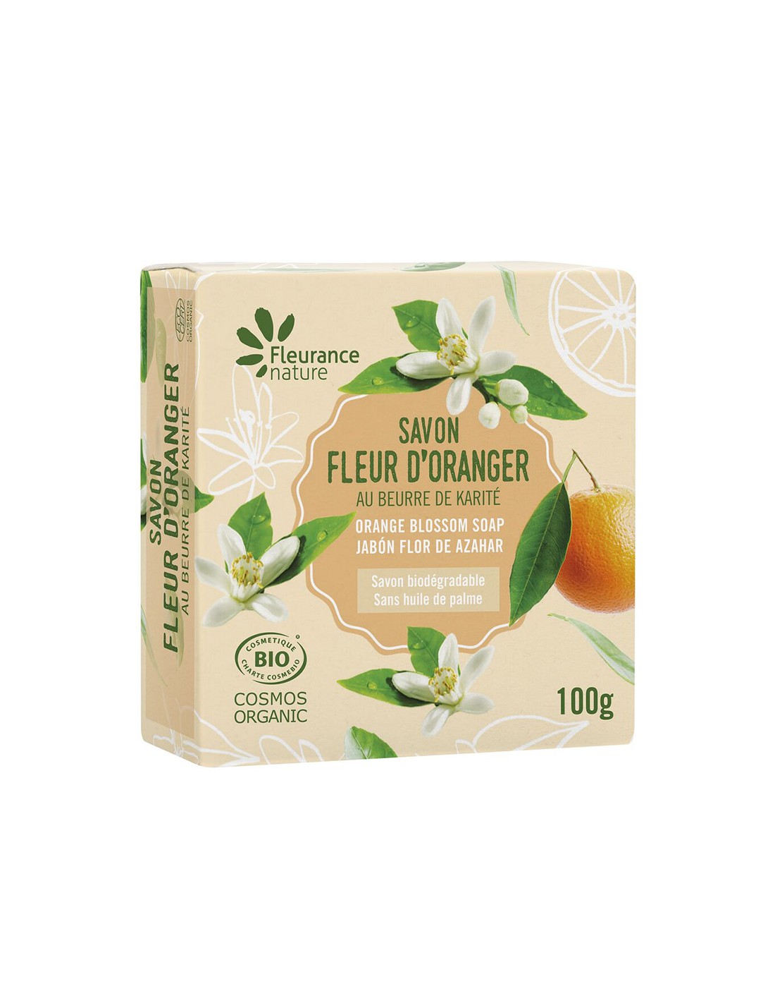 Сапун с портокалов цвят Био, 100 g Fleurance Nature