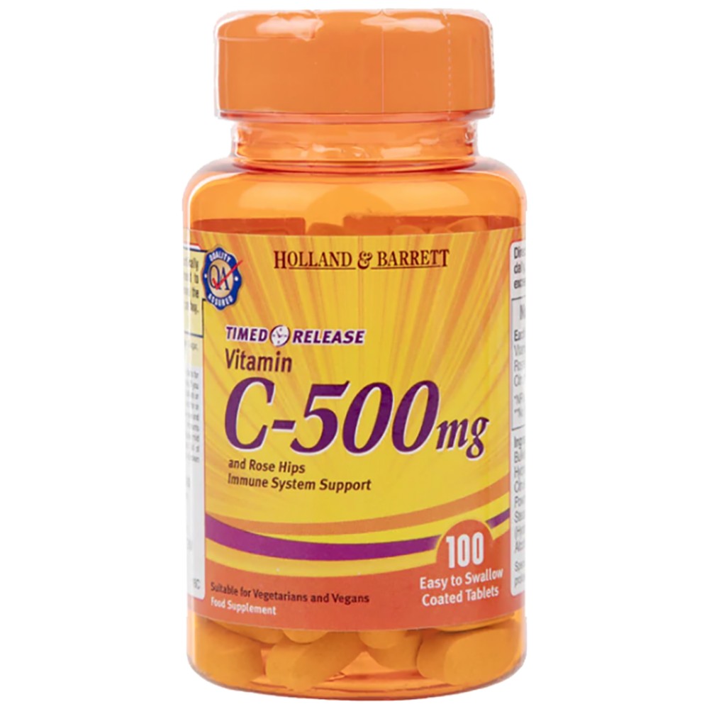 Vitamin C 500 mg / Timed Release with Rose Hips & Bioflavonoids - 100 каплети