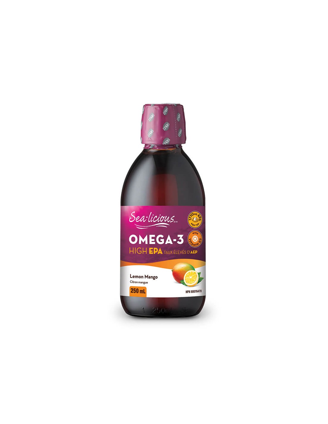 Sea-Licious® Omega-3 High EPA + Vitamin D3 / Омега-3 (високо съдържание на EPA) + витамин D3, 250 ml Natural Factors