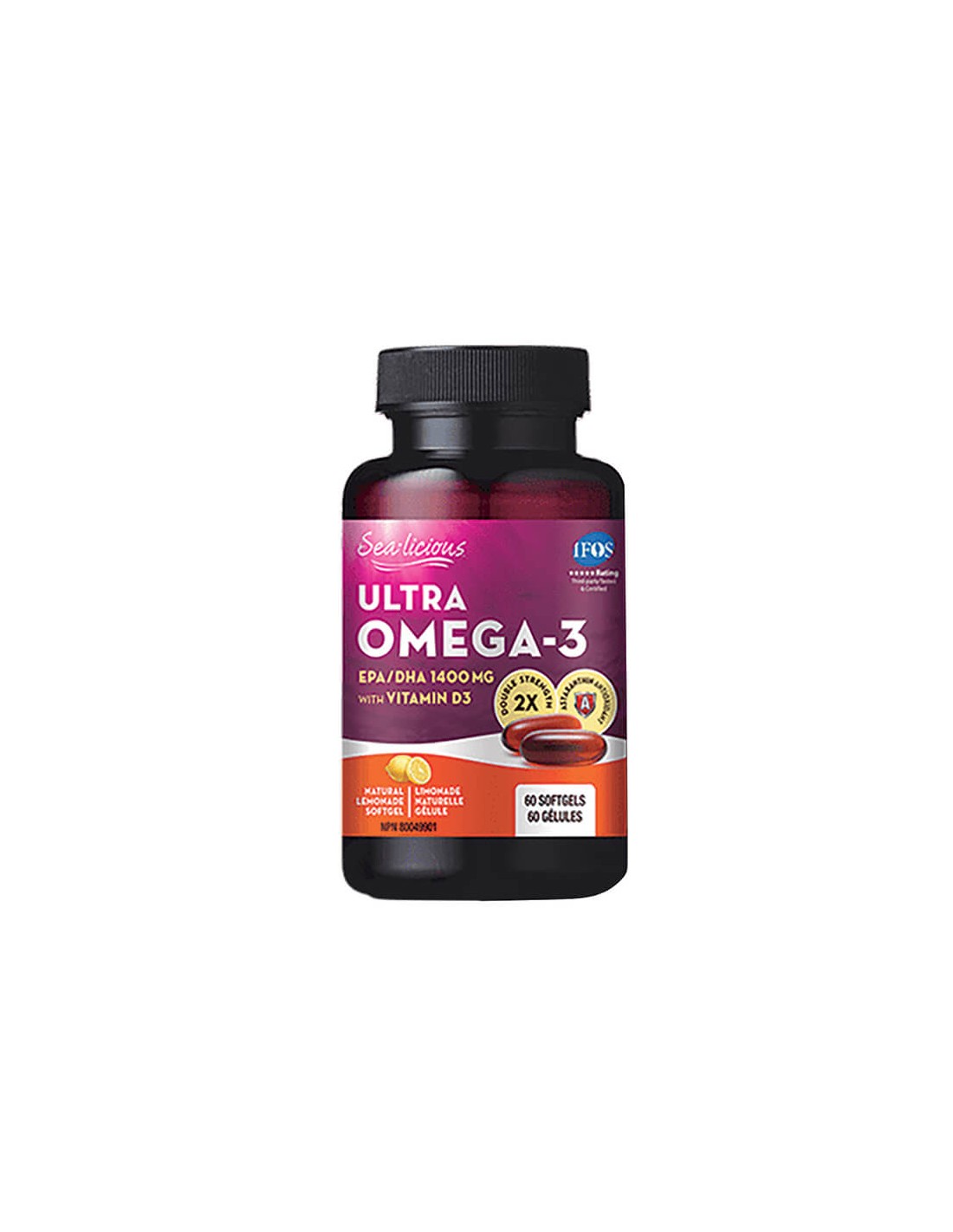 Sea-Licious® Ultra Omega-3 with Vitamin D3 - Омега-3 + витамин D3, 60 софтгел капсули Natural Factors