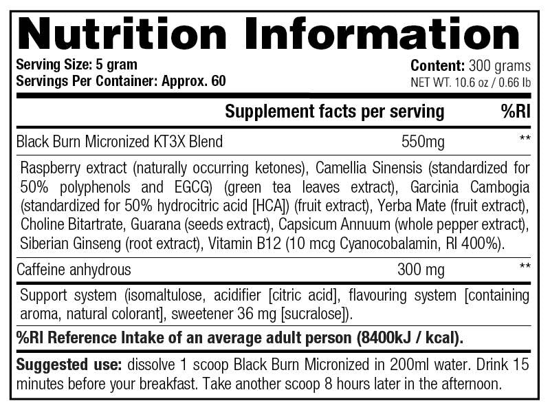 Black Burn Micronized - 300 de grame